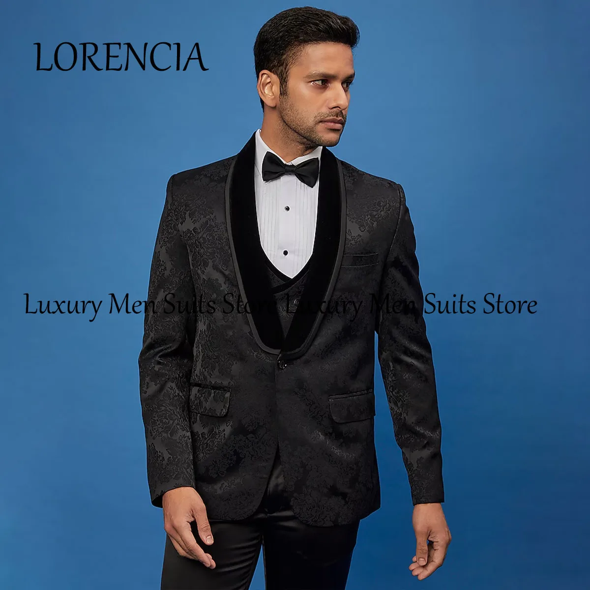 

Customized Formal Ornament Tuxedos Men Suits 2 Pieces Wedding Groom Dinner Party Shawl Lapel Male Prom Blazers Ternos Completo