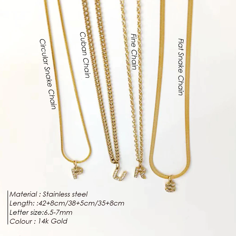 EMANCO  Y2K Style Stainless Steel Snake Chain Necklace With Crystal-Embedded Letter Pendant For Daily Commute Fashion Jewelry
