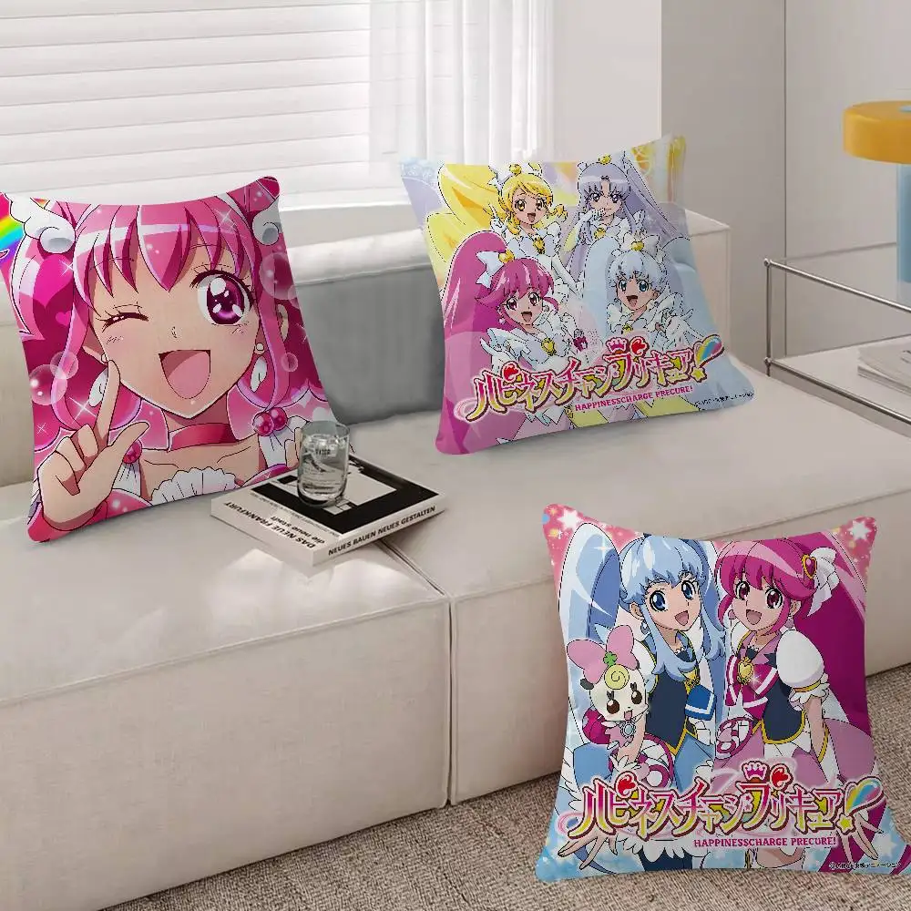 Anime Cute Young Girl Pretty Cure Pillow Case Plush Fabric Soft Double Sided Print Sofa Cushion Cover Throw Pillow Covers