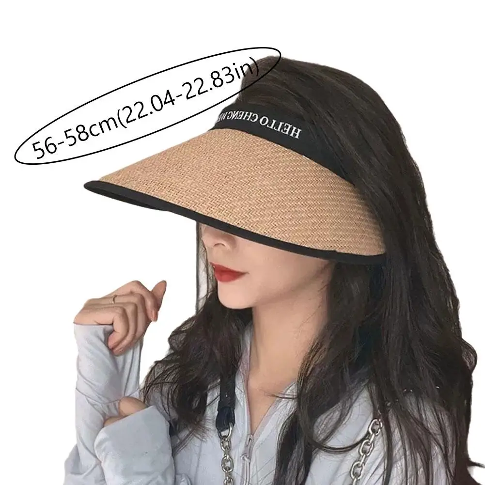ฤดูร้อนใหม่ที่ว่างเปล่าหมวก Sun สําหรับผู้หญิง UV ครีมกันแดดหมวกบังแดดหมวกฟางกว้างขนาดใหญ่ Brim Beach Sunhat