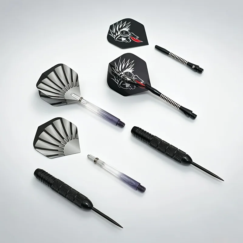 24g Professional Hard Dart Set, anti Slip Textured Iron Dart Barrel, Also Equipped with Replaceable Plastic Gradient Dart Shaft.