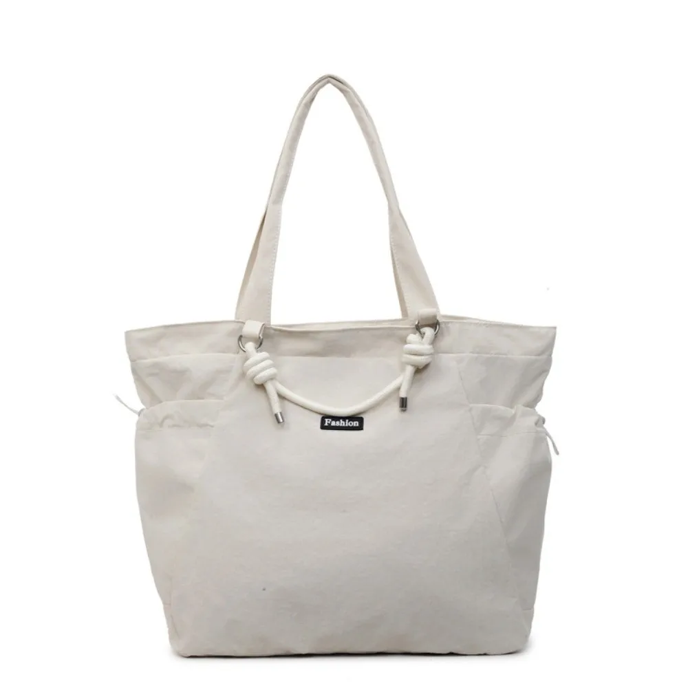 

Trendy Solid Color Women's Totes Bag Large Capacity Casual Nylon Shoulder Bag Zipper Versatile Commuting Handbag Girls