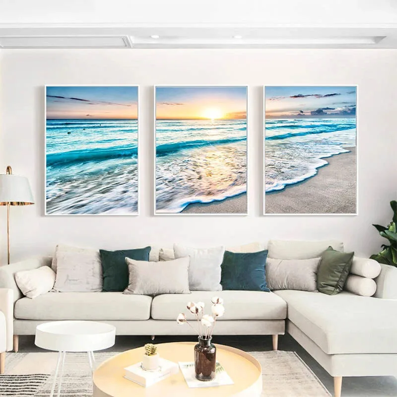 

Natural Scenery Of Sea Waves In The Sun Canvas Painting Poster Scandinavian Prints Wall Art Pictures Living Room Home Decor