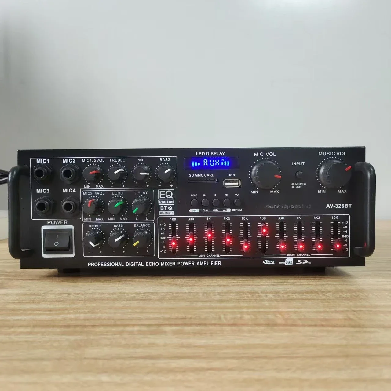 Good High-power Household Power Amplifier 12V/220V Bluetooth EQ Equalizer Car Outdoor Karaoke Dual-purpose Power Amplifier - view 6
