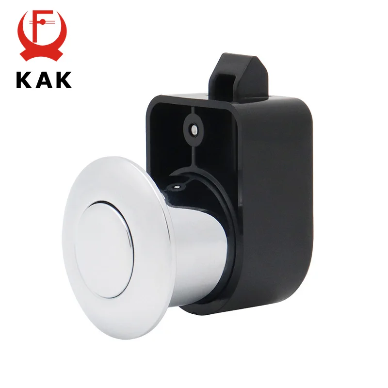 KAK Black Push Button Lock 25mm Cut Hole RV Motorhome Kitchen Cabinet Lock Keyless Drawer Lock Handles Yachts Furniture Hardware