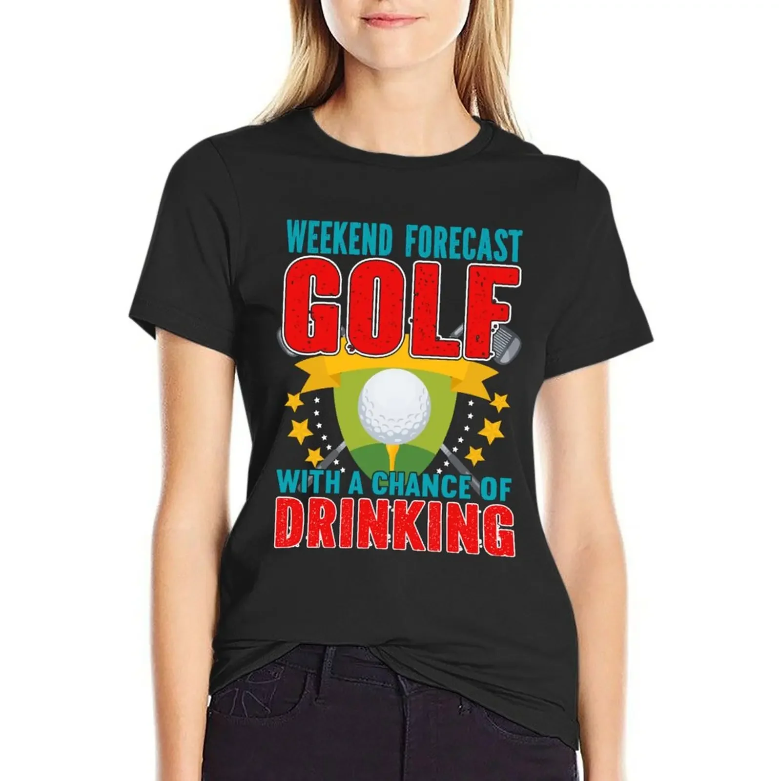 Weekend Forecast Golf With A Chance Of Drinking For Golf Lovers T-Shirt Blouse graphics tops Women's summer blouses 2024