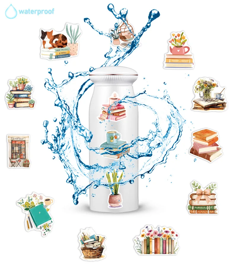 50 قطعة من ملصقات جرافيتي للقراءة بألوان مائية على شكل حياة واقعية، جراب هاتف مزخرف، ملصقات مقاومة للماء للكمبيوتر المحمول iPad، لعبة أطفال