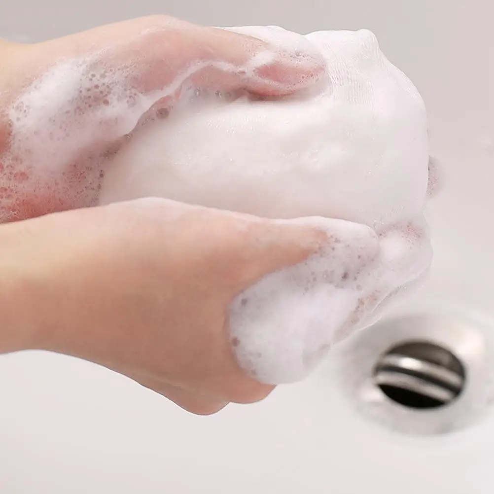 

30 Pcs Soap Bag Mesh Drawstring Pouch Shower Travel Portable Cleansing White Exfoliating Gloves Skin Care Bath Household Items
