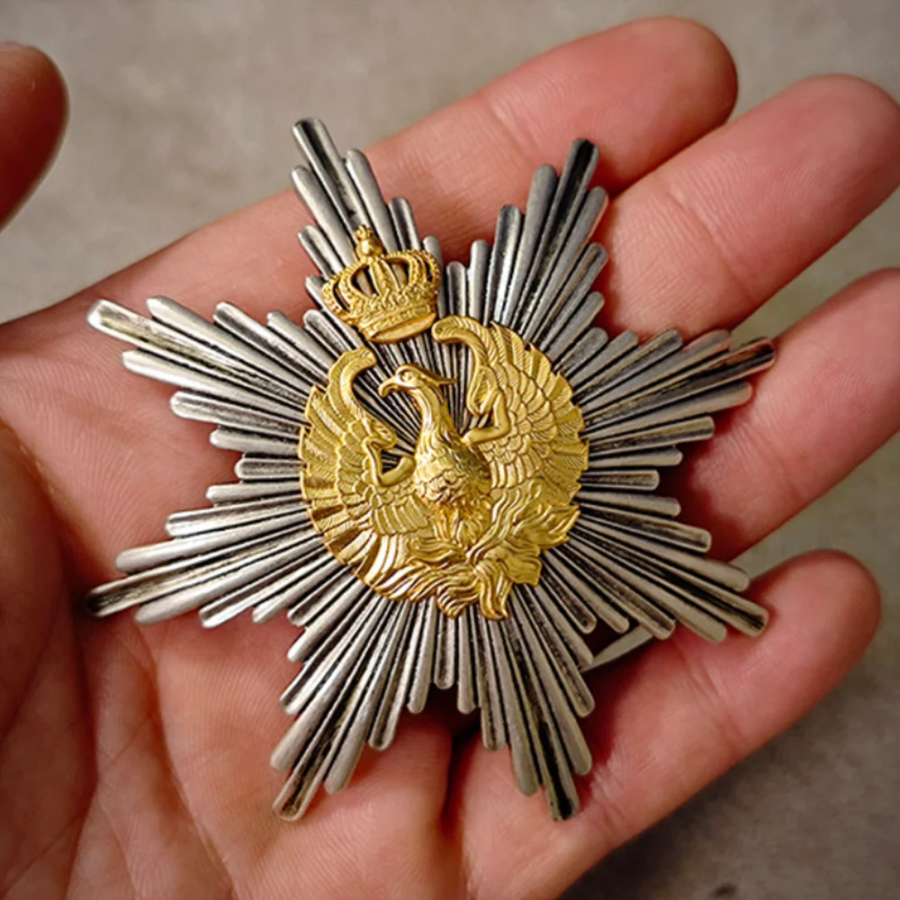 1PC Order of The Phoenix Kingdom of Greece Grand Cross Breast Star Pin Style Medal Badge 77mm Collection Breast Badge