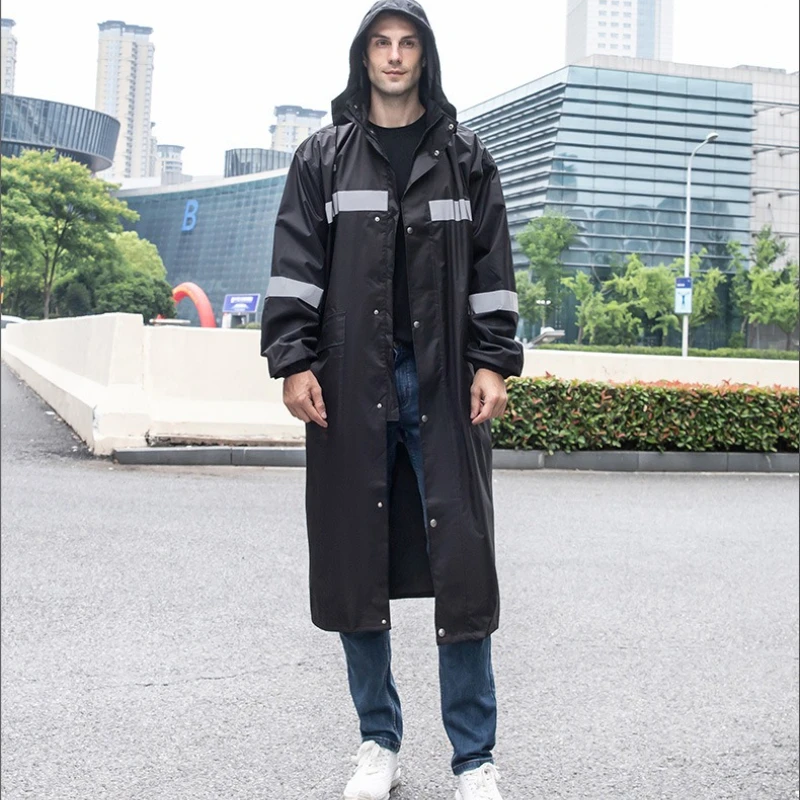 

One-piece Long Raincoat Thick Adult Fashion Storm Proof Rain Poncho for Outdoor Worker Men's Outdoor Hiking Rain Coat Rainwear