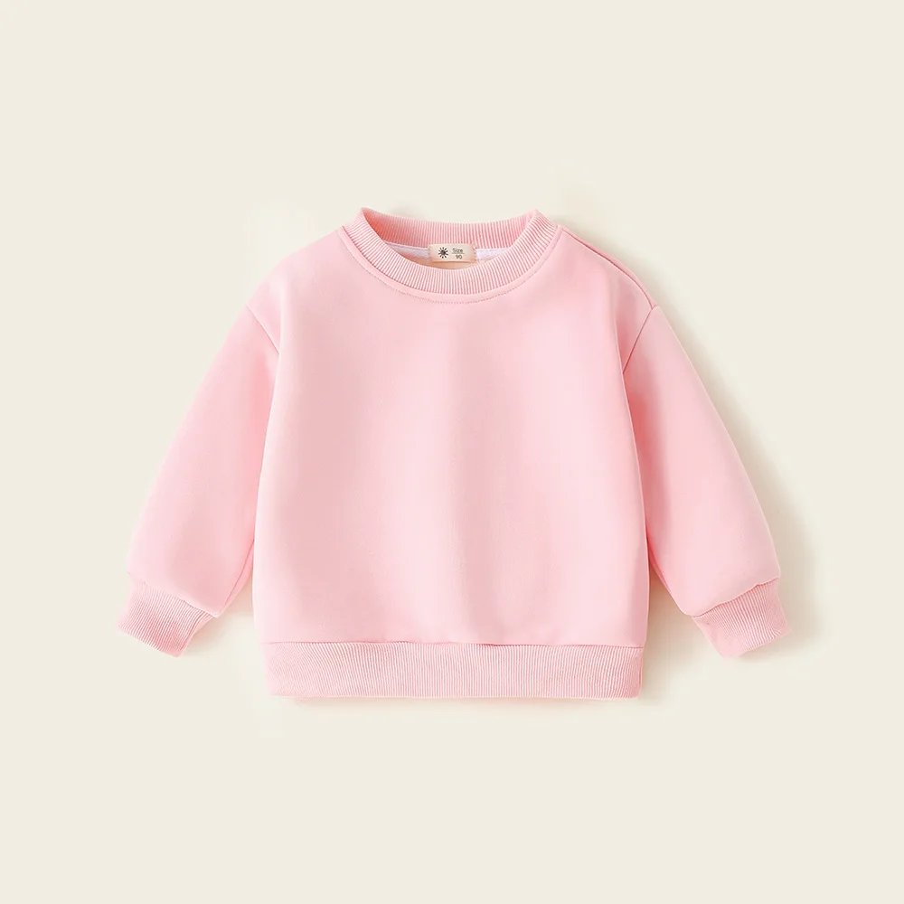 Kinder Jungen Sweatshirts Herbst Winter Verdickte Integrierte Fleece Solide Baby Jungen Pullover Einfache Vielseitige Kleinkind Jungen Top – Detail 7