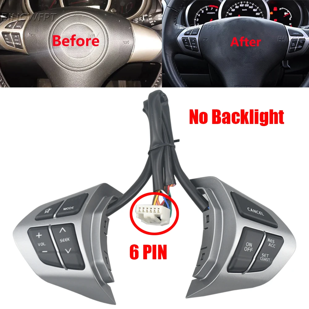 6 PINS For Suzuki Grand Vitara 2006 2007 1.6 MT 3-door Edition Multifunction Volume Buttons Steering Wheel Cruise Control Switch