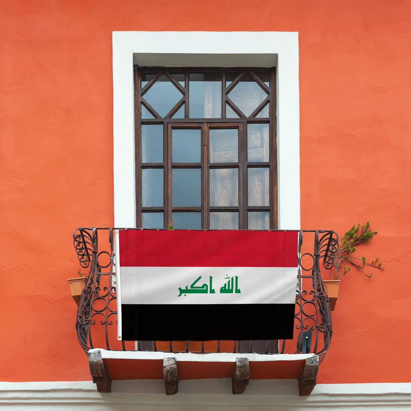 علم PTEROSAUR-Iraq، علم العراق العراق العراق الوطني مع الحلقات النحاسية، أعلام للديكور الداخلي والخارجي للغرفة #4