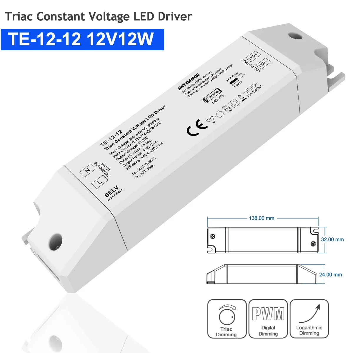 AC 220V do DC 12V 24V Cyfrowy sterownik ściemniania Triac POWER Sterownik Triac LED Ściemnialny Stałe napięcie 12W 40W 75W do oświetlenia LED