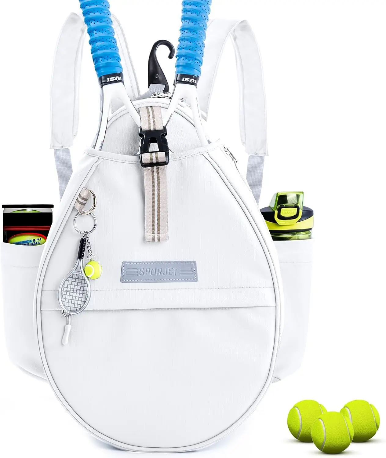 

Water-Resistant PU Leather Tennis Backpack for 2 Rackets, Crossbody Sling Bag for Pickleball & Badminton, Gift for Men & Women