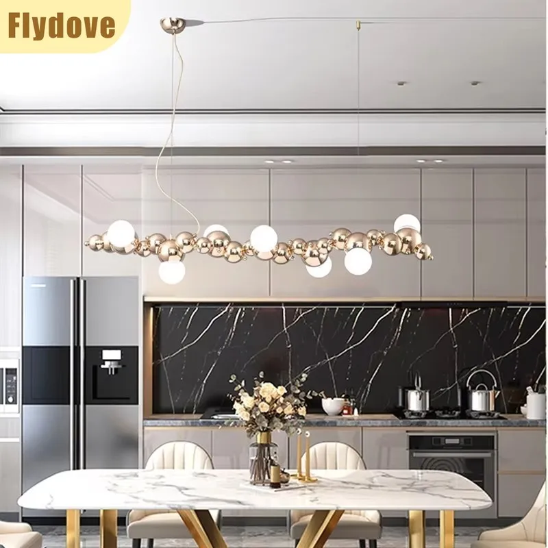

Postmodern Restaurant Magic Bean Decoration Pendant Light Creative Living Room Bar Counter Hotel One Line Long LED Light