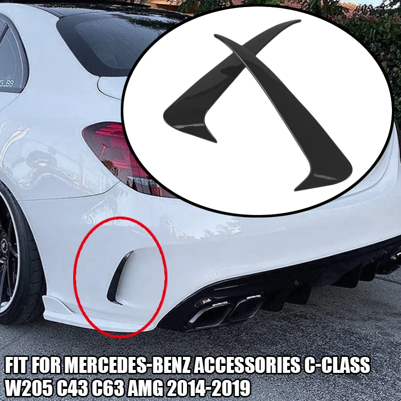Apto para mercedes-benz c-class w205 c43 c63 amg 2014-2019 amortecedor traseiro spoiler lateral canard ventilação de ar capa inserções acessórios