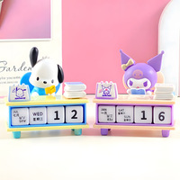 Sanrio Pochacco Kuromi Desk Calendar Series Kawaii Action Figures Model Collectible Office Desktop Ornaments Kids Xmas Gifts