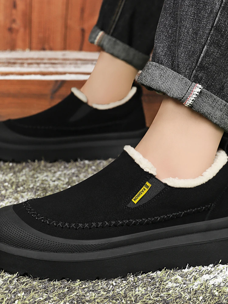 

Мужские зимние повседневные зимние ботинки Thiened Fce на подкладке без шнуровки с низким вырезом Warm oes для холодной погоды, удобные Cotton oes