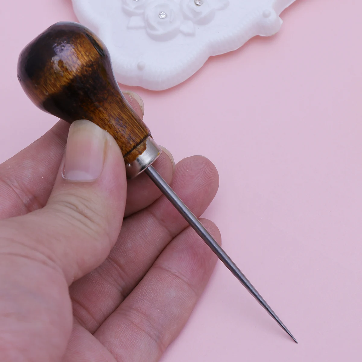 

Wooden Handle Gourd Awl Pick Needle Cake Decorating Modelling Tool Scriber Slotted Quilling Paper