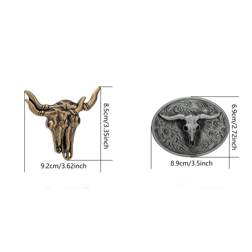 One Double Bull Head Oval Bull Head Buckle, A Unique and Novel Belt Buckle for Western Men