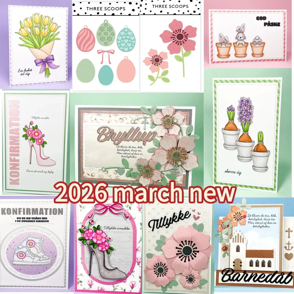Scattered Tulips Stamps 2026 New Metal Cutting Dies For Craft Embossing Make Paper Greeting Card Making Template DIY Handmade