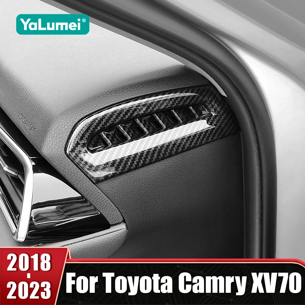 

ABS Carbon Car Dashboard Front AC Air Conditioning Outlet Vents Frame Trim Stickers For Toyota Camry XV70 2018-2023 Accessories