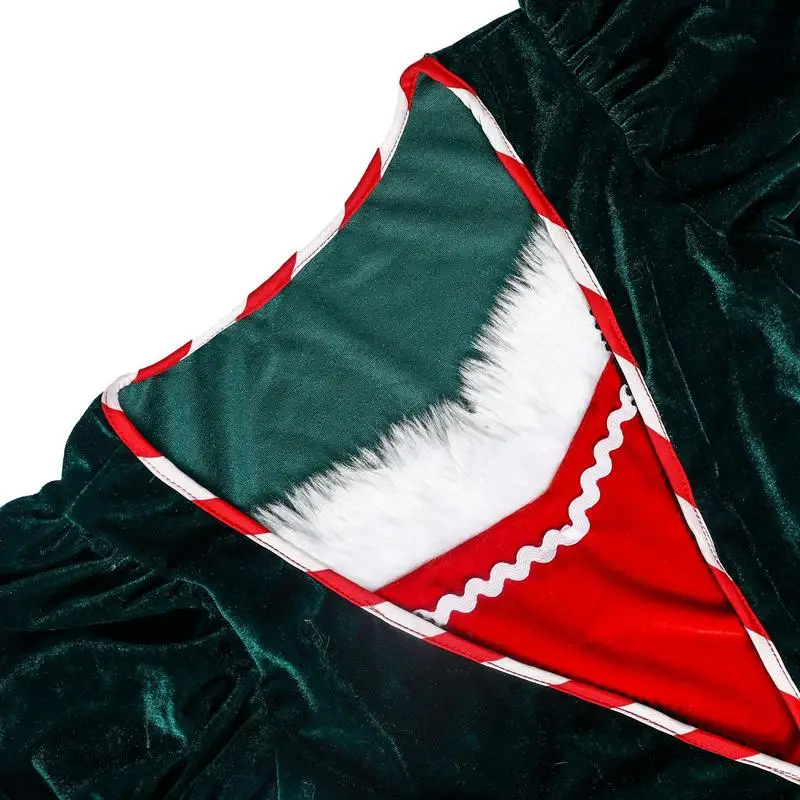 Sexy Santa Dress Christmas Elf Outfit Set For Women Velvet Dress Women's Striped Tights Santa Hat Set For Fancy Dress Cosplay