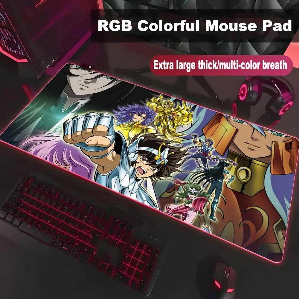 S-Saint Seiya Mouse Pad Gamer Desk Protector Gaming Mousepad Pc Accessories Anime Mouse Mats Deskmat Keyboard Mat Pads HYBXXC