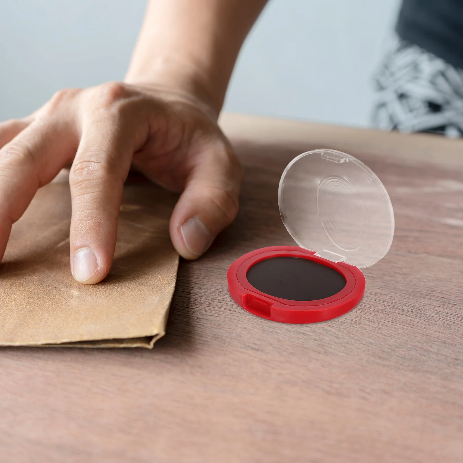 4Pcs Fingerprint Ink Pad Red Compact Quick-Drying Thumbprint Stamp Pad for Office Classroom Notary Identification