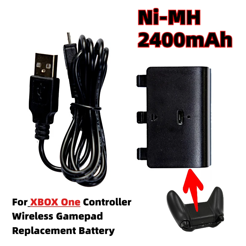 2400mAh NI-MH Rechargeable Battery Pack for XBOX One Controller Wireless Gamepad Replacement Batteries Game Console Accessories