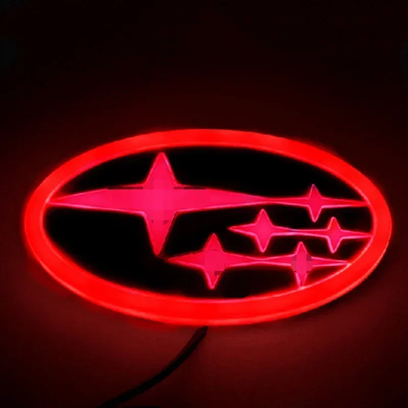 14X7.3cm Car Front Grille LED Rear Trunk Emblem Light Badge Sticker for Subaru STI Forester XV Outback Impreza Legacy WRX BRZ