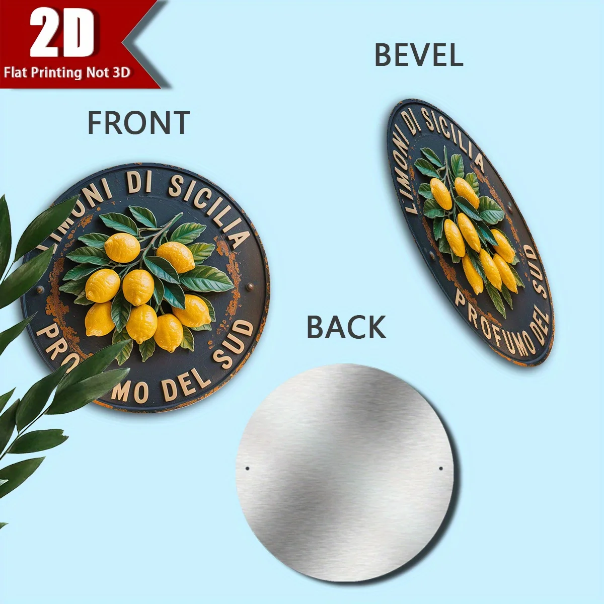 لوحة معدنية ليمون صقلية عتيقة - لوحة فنية جدارية على الطراز الريفي الإيطالي لغرفة المعيشة في المطبخ والمقهى - هدية هووسورمينغ للليمون