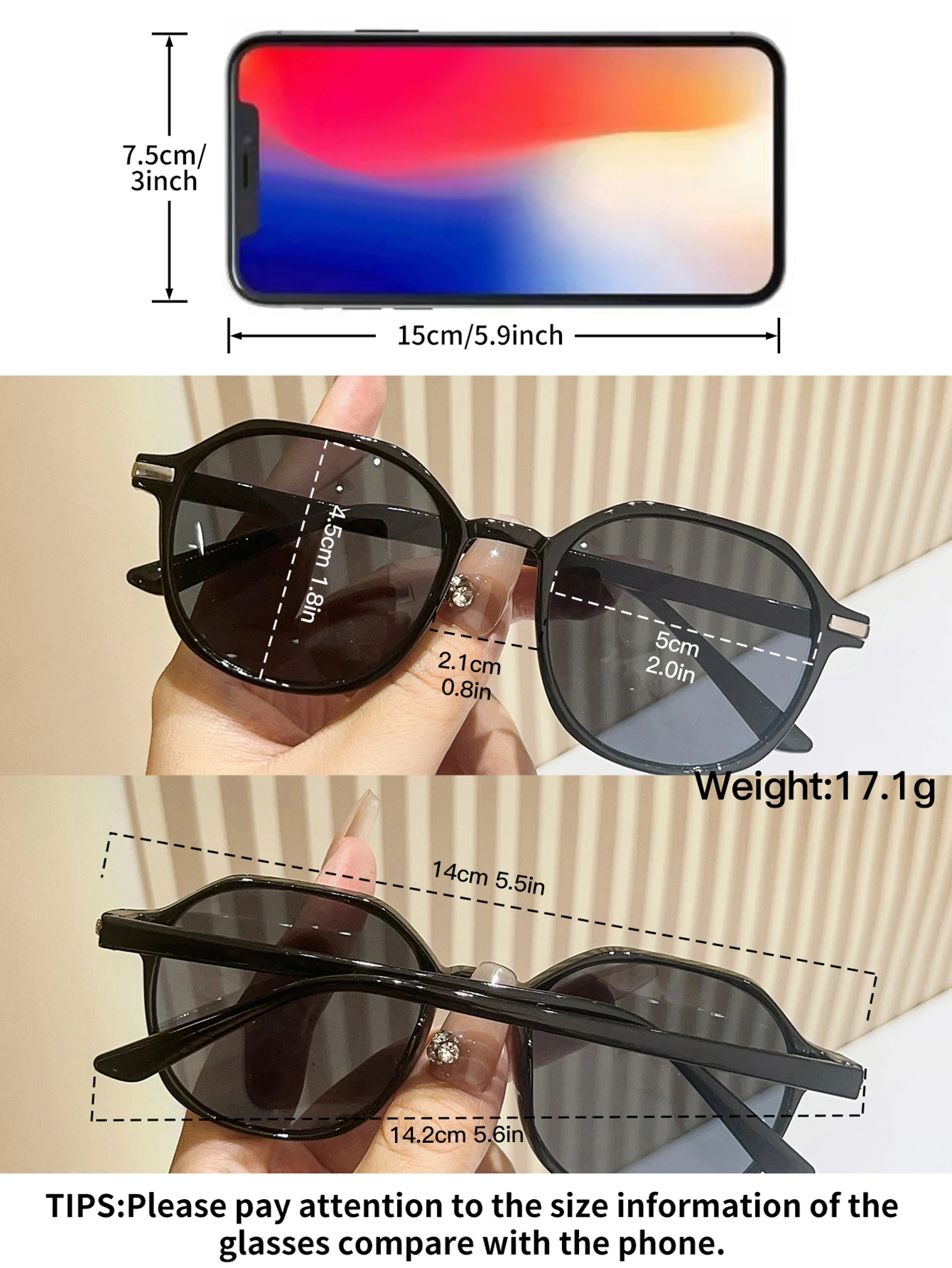 2-teiliges Retro-Mode-Sonnenbrillen-Set, asymmetrischer polygonaler Rahmen zur Modifizierung der Gesichtsform, geeignet für den täglichen Gebrauch und zum Autofahren – Detail 4