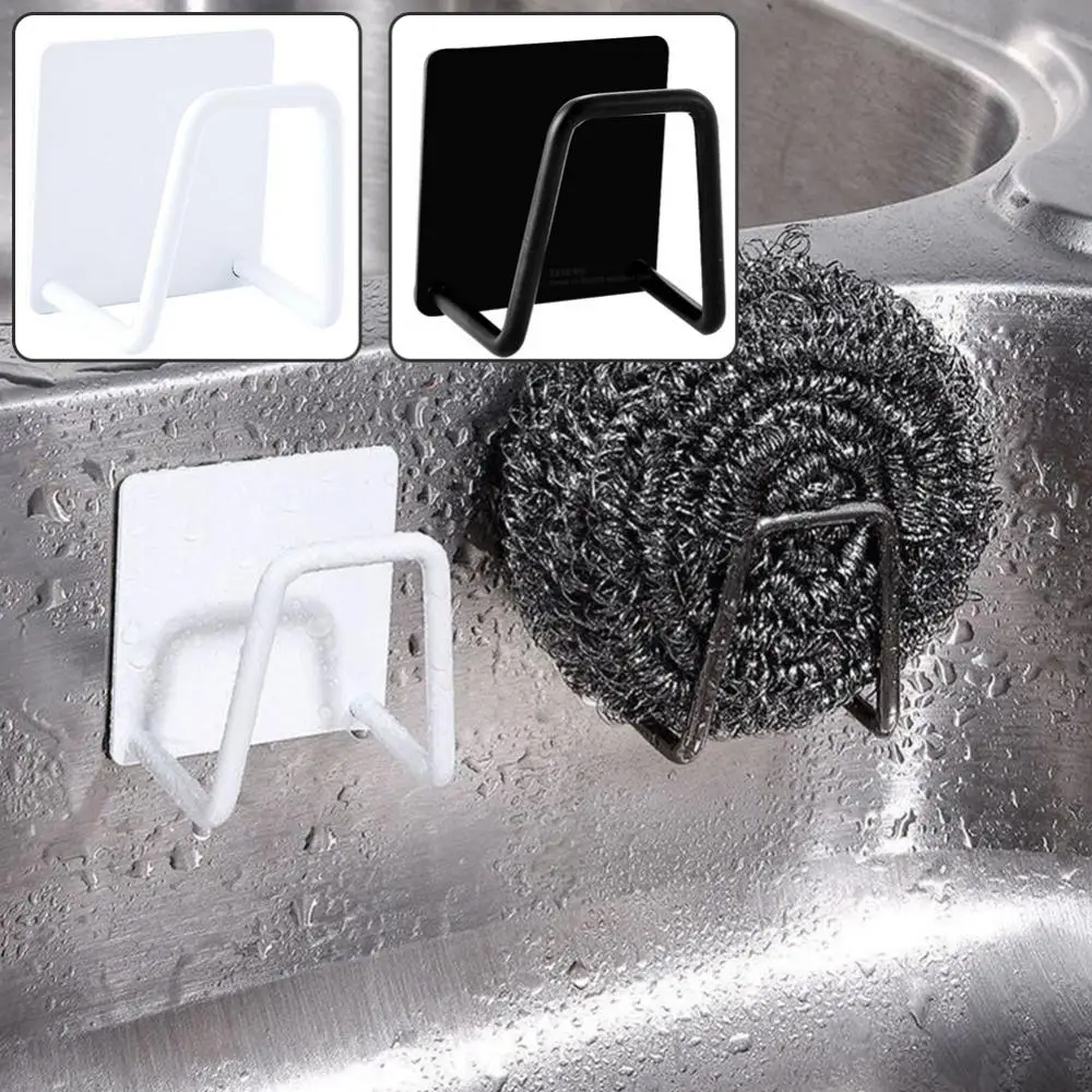 Auto-adesivo Sink Drain Racks Organizador de cozinha Suporte de esponja Cremalheira de secagem de sabão Aço inoxidável Ganchos de armazenamento de