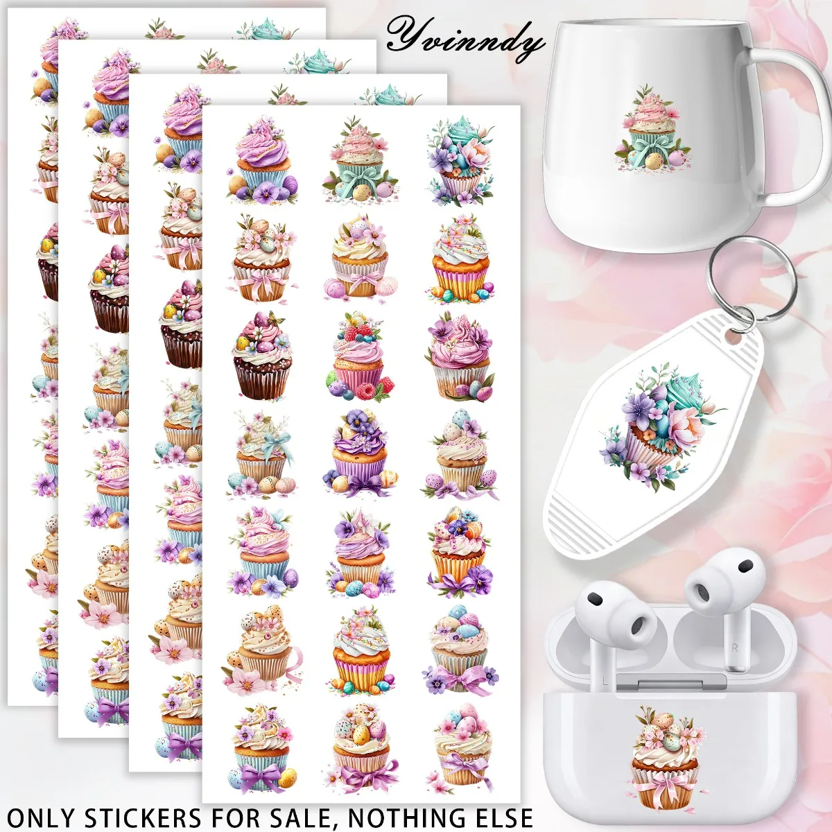 105 PCS/SETEaster Cake UV DTF DIY Transfer Sticker For DIY Can Be Decorated On Keychains, Cups Only The Transfer Sticker