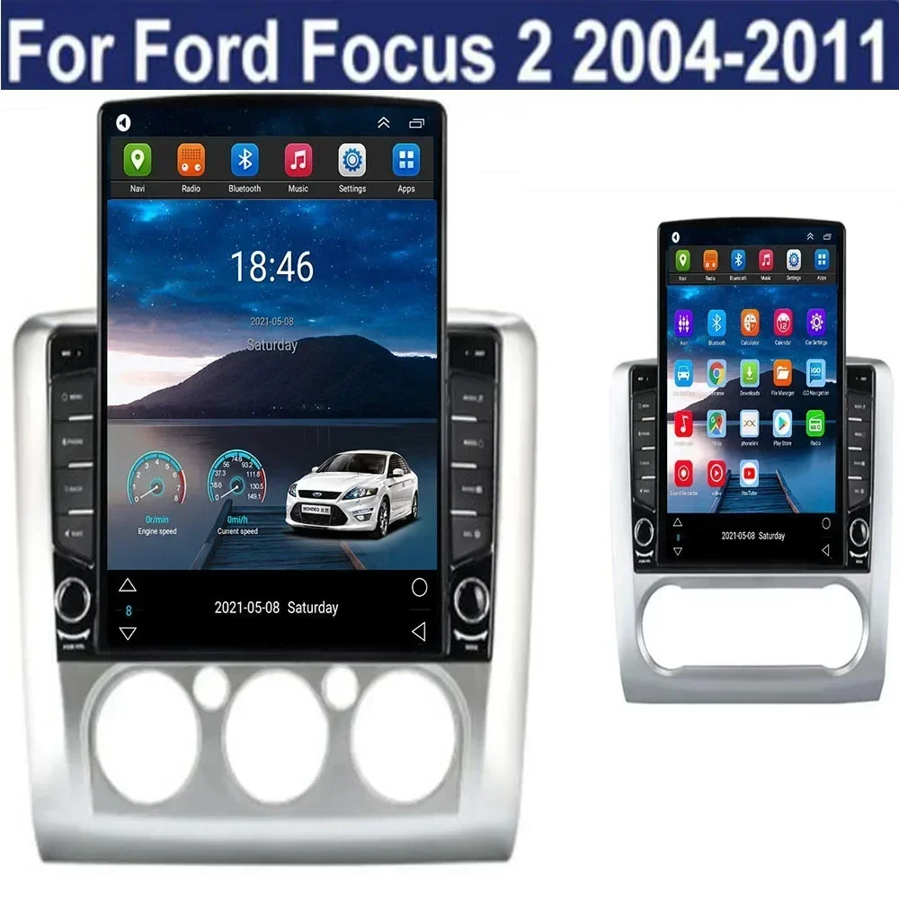 Para tesla estilo 2din android 13 rádio do carro para ford focus 2 mk2 2004-2011 reprodutor de vídeo multimídia gps estéreo carplay dsp rds cam