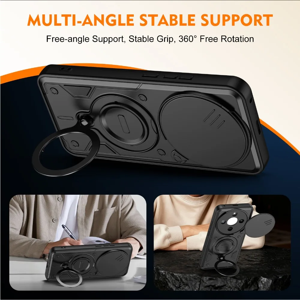 Shockproof Hybrid Dual Layer Magnetic Metal Ring Stand Case For Honor 600 Pro X8B X8C X9D X9C Rotate Camera Lens Protetion Cover - view 5