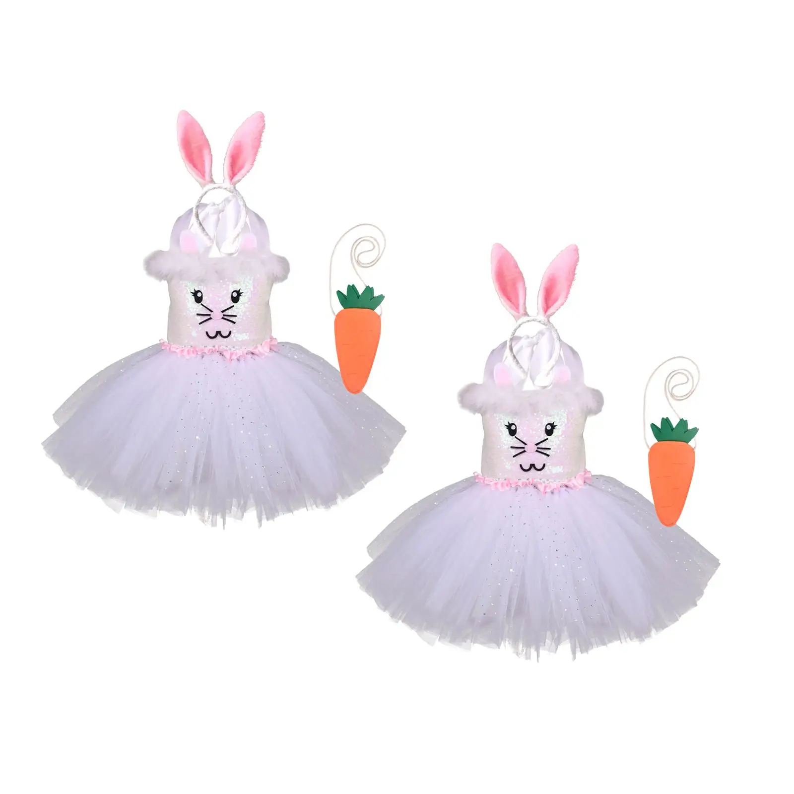 

Girl Easter Rabbit Costume Tutu Set with Tail Adorable Rabbit Ears Headwear for Dancing Masquerade Stage Show Holidays Birthdays