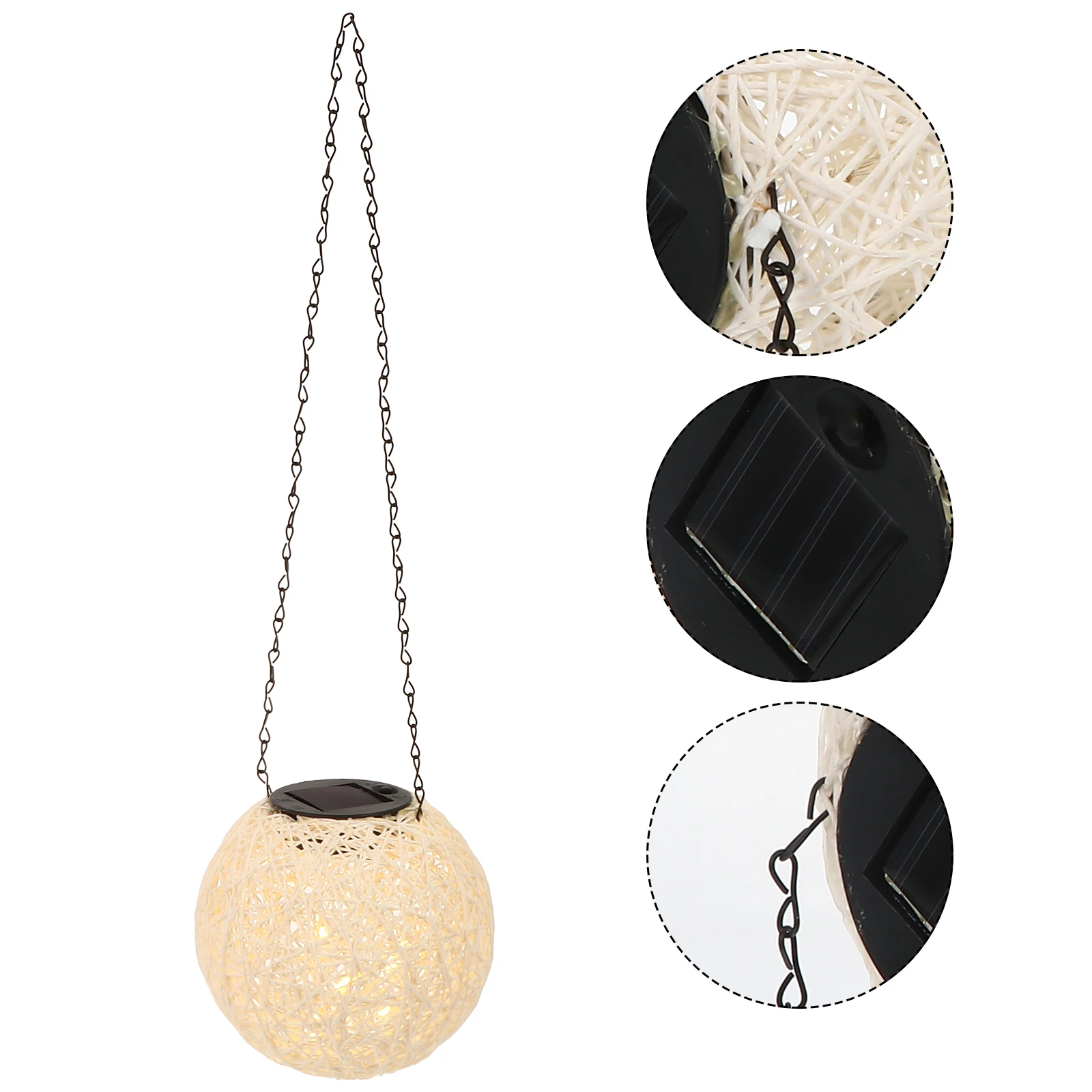 

Solar Rattan Ball Light Durable Plastic Iron Material Warm Glow Solar Energy Outdoor Lighting Globe Pendant Lamp Auto Night No