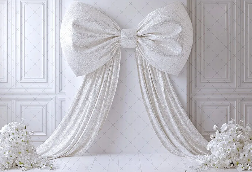 Mehofond Photography Background White Room Bow Floral Girl Birthday Party Maternity Wedding Portrait Decor Backdrop Photo Studio