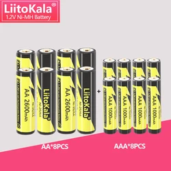 8Pcs LiitoKala AAA 1000MAH/AA 2600MAH NiMH 1.2V Rechargeable Battery Suitable for Toys Mice,with 2PC AAA/AA Battery Holder