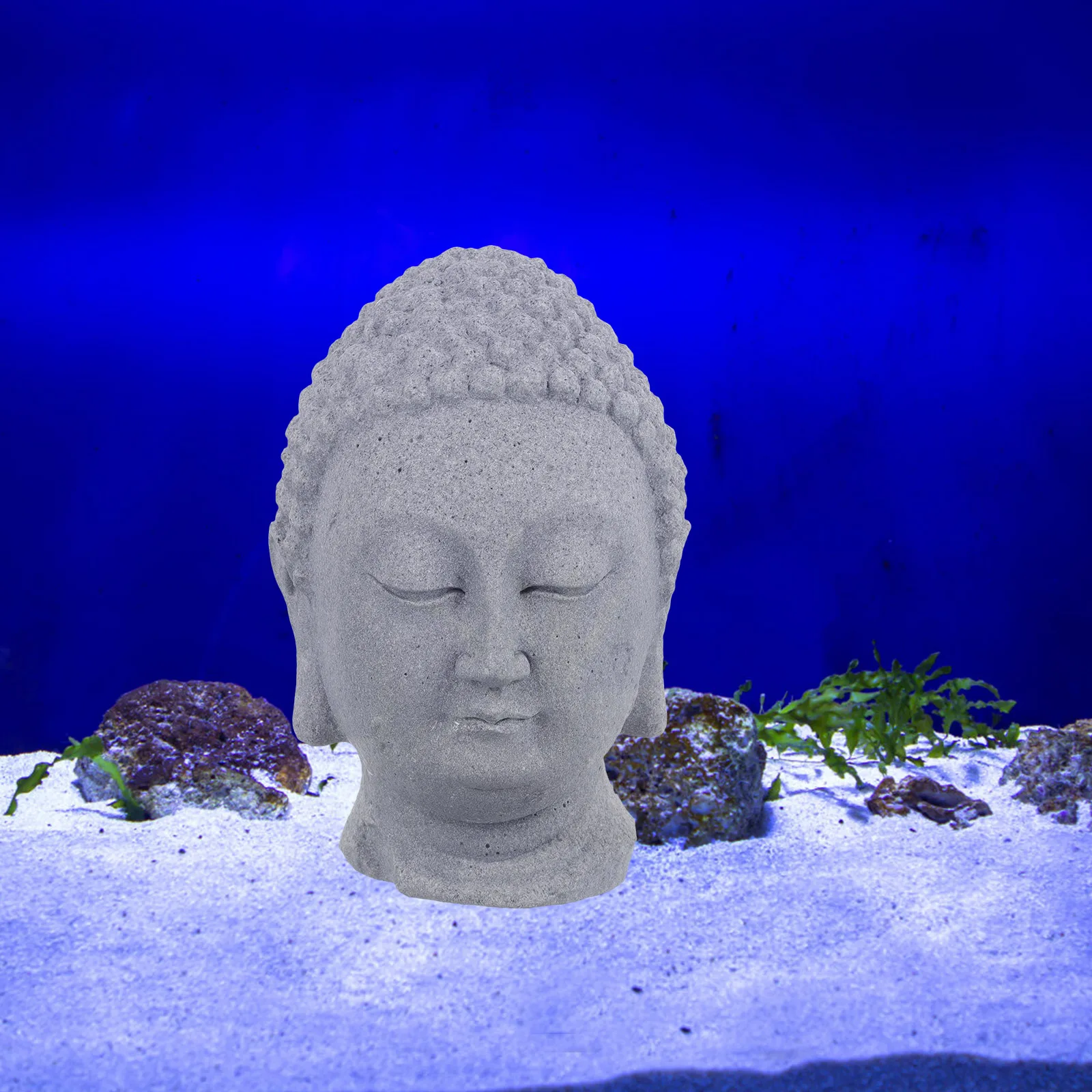 

Buddha Head Statue Zen Style S stone Figurines Detailed Craft Smooth Gift Family Friends Decorative Fish Tank Aquarium Home
