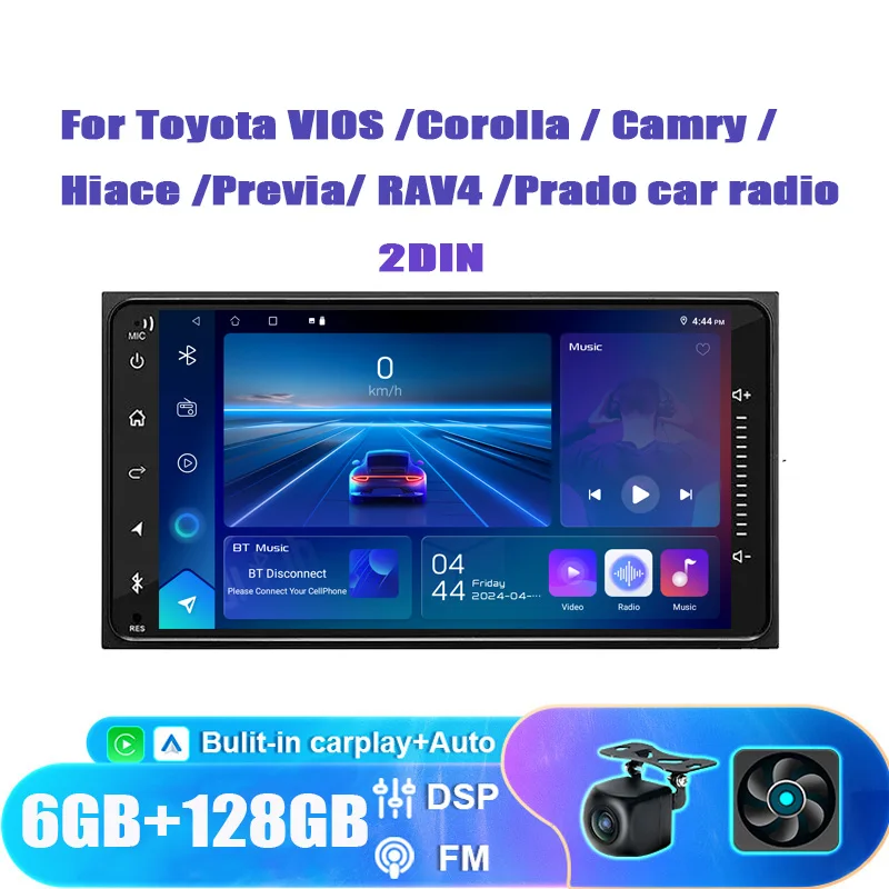 

7''For Toyota VIOS Corolla Camry Hiace Previa RAV4 Prado car radio Head Unit Carplay Apple Android Auto Multimedia Player GPS