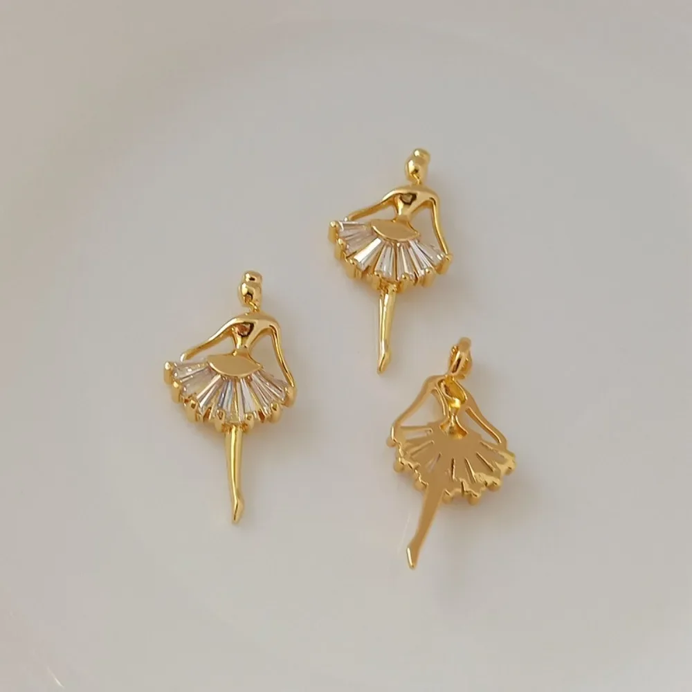 قلادة من النحاس عيار 14 قيراط مطلية بالذهب الحقيقي ومرصعة بقلادة على شكل حرف T من الزركون لفتاة الباليه، إكسسوار مجوهرات يمكنك صنعه بنفسك #5