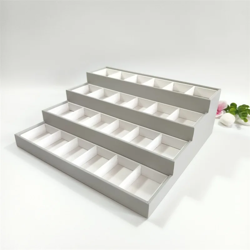 Ladder four-layer space necklace display rack trapezoidal grid storage display stand live broadcast multi-layer jade display pla