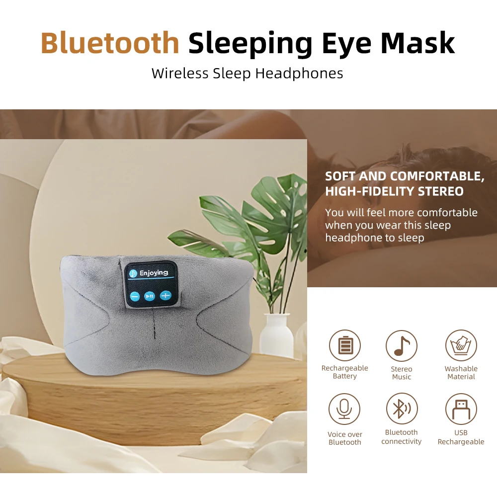 Sleeping Mask for Women Men with Bluetooth Headphones Comfortable Wireless Bluetooth Sleep Headset Blindfold Eye Mask Eye Cover