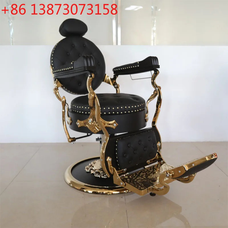 

Парикмахерское кресло для парикмахерской, подъемное и откидное кресло для парикмахерской, золотое винтажное кресло с масляной головкой, мужское кресло для стрижки волос