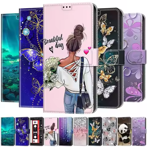 Butterfly Wallet Flip Case For Samsung Galaxy A05 A05S A15 A25 A35 A55 A14 A24 A54 A13 S24 Ultra S23 S22 Leather Card Slot Cover