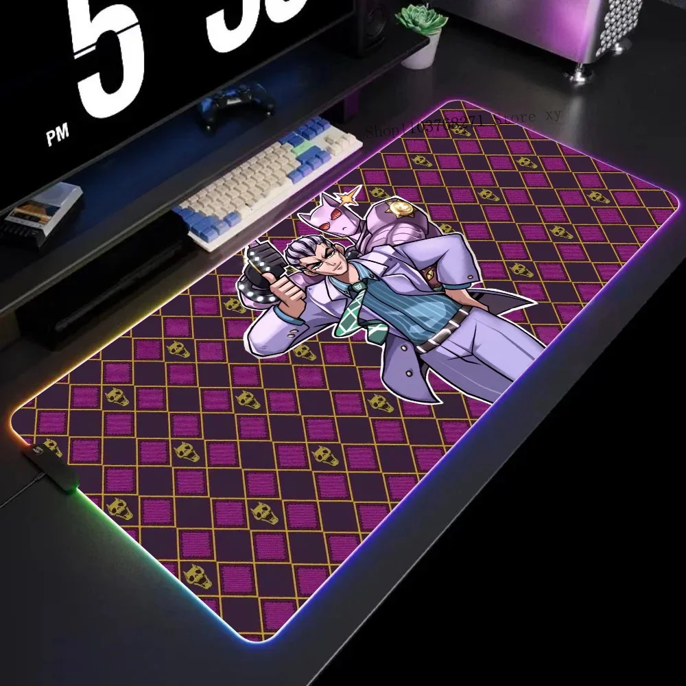 

Yoshikage Kira Jojos Bizarre Adventure Mousepad XXL RGB Gaming Mouse Pads HD Black Gamer Accessories Large LED